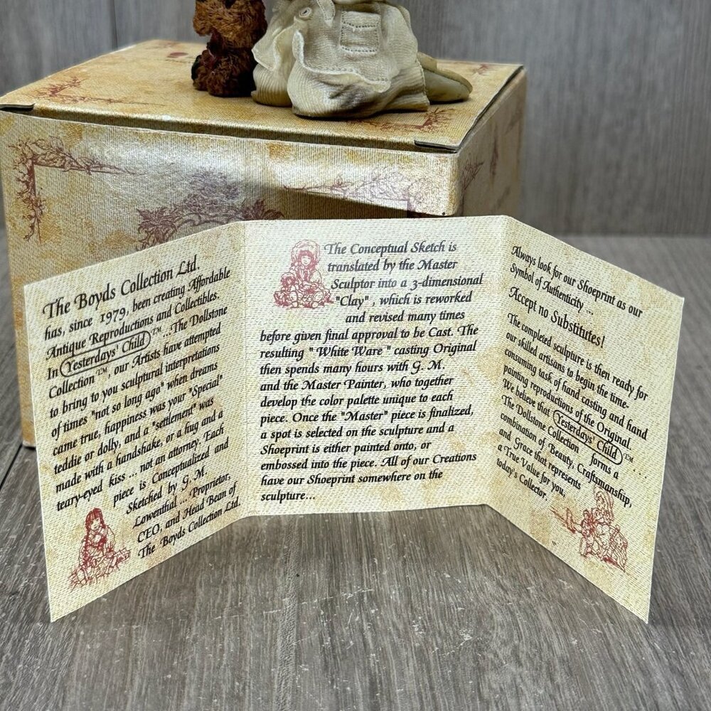 Boyds Bear Yesterdays' Child Dollstone Mark w/ Luke The Prayer Figurine # 3545 - Picture 8 of 11